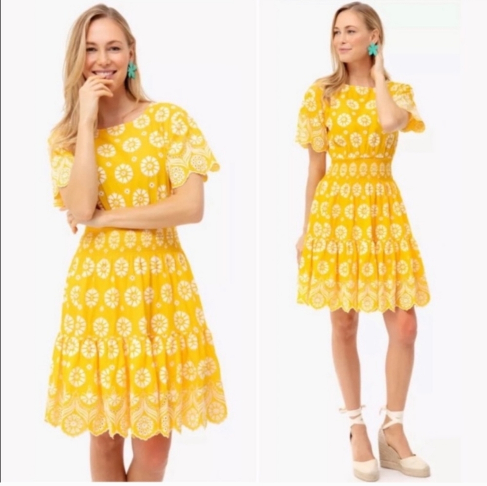 Yellow Floral Lace Dress